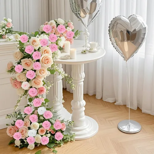Miniatura 5 de 50 unidades de cabeza de rosa, flores artificiales a granel para manualidades, cabeza de flor de seda de rosa falsa de 3 pulgadas, flores sintéticas
