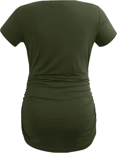 Miniatura 31 de Smallshow - Camiseta de maternidad para mujer, diseño de lados fruncidos, tipo túnica, prendas para el embarazo
