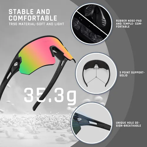 Miniatura 4 de TOREGE Z87 - Gafas de sol para hombres y mujeres, ciclismo, pesca, correr, conducir, béisbol, antiniebla, gafas de sol deportivas, protección UV