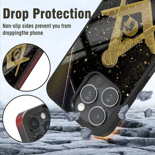 Miniatura 3 de Regalos de mampostería gratis para hombres, fundas hipster iPhone 11 12 13 14 Pro Max Plus Mini Xr Xs, Samsung Galaxy A03 A13 A53 A73 Note S Z Oro