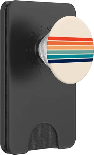 Miniatura 8 de Diseño abstracto de rayas retro de los años 70, diseño vintage con texto "Love PopSockets", agarre y soporte para teléfonos y tabletas, Negro