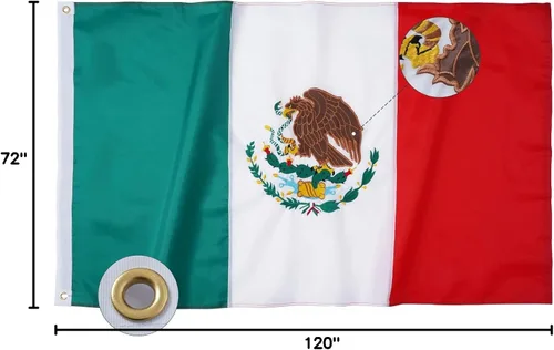 Miniatura 7 de Bandera mexicana de Bradford 6X10 pies para exterior, bandera grande bordada de México, bandera mexicana resistente de doble cara, bandera mexicana
