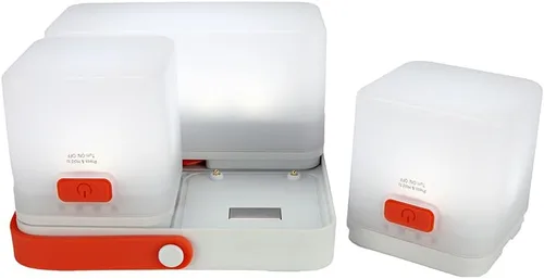 LuminAID Trio Linternas Solares Cubo con Cargador de Teléfono - Lámpara LED para Camping, Senderismo y Viajes - Luz de Emergencia para Cortes de