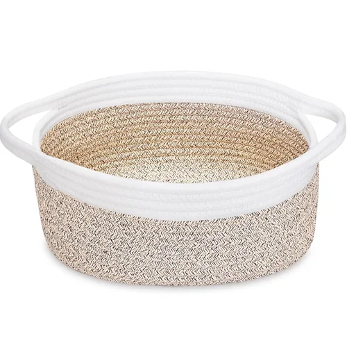 Miniatura 20 de ABenkle Cesta Pequeña con Asas - Contenedor de Almacenamiento Tejido de Cuerda Decorativo Duradero Cubo Organizador de Estante, Cesta de Regalo