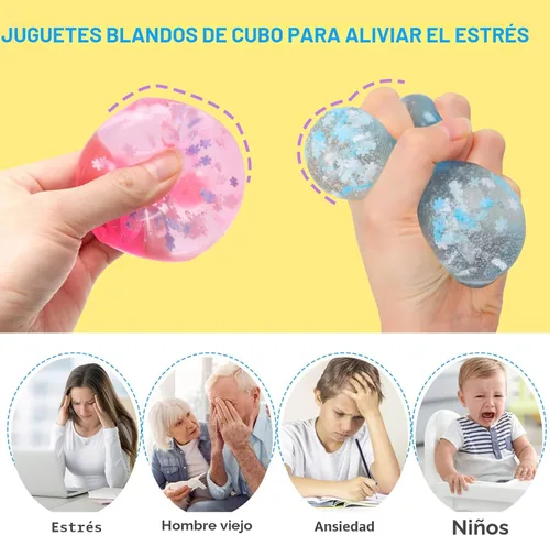 Miniatura 8 de Gretex Cubo de hielo Fidget Toy para todas las edades: paquete de 3 cubos suaves sensoriales Fidget cubo de hielo bola de estrés Squishy Cube
