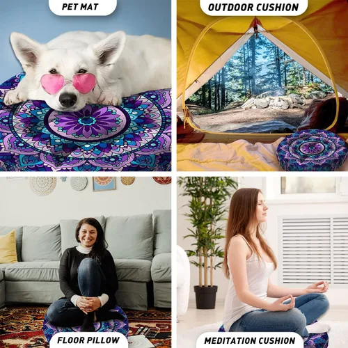 Miniatura 7 de Cojín de meditación con mandala, tapete de meditación bohemio, almohadas de meditación para sentarse en el suelo, cojines para sentarse en casa y al