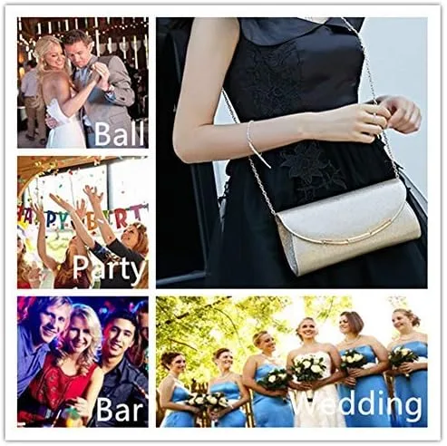 Miniatura 4 de BENCOMOM Women gold clutch Purses Formal Evening Bags Wedding Party Dressy Handbags Bridal Prom shoulder bag with chain