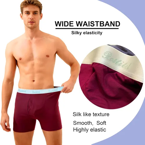 Miniatura 4 de Calzoncillos tipo bóxer de bambú para hombre, transpirables, de secado fresco, suave, con bragueta, súper elasticidad, paquete múltiple