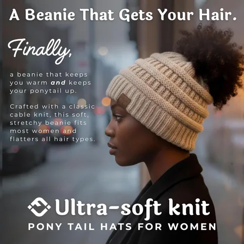 Miniatura 82 de Funky Junque - Gorro para mujer con ranura para cola de caballo