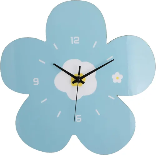 Reloj de pared de flor azul de 12 pulgadas, diseño de pétalos, reloj de pared, silencioso, sin tictac, reloj creativo de cuarzo, funciona con pilas,