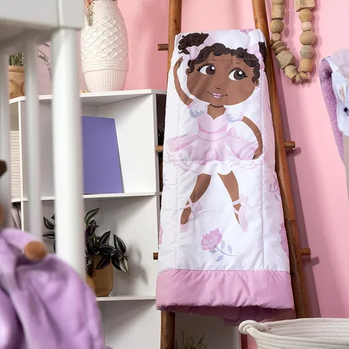 Miniatura 6 de Little Muffincakes Zhara Manta acolchada para niños pequeños, estampado de bailarina y flores, 42.0 x 34.0 pulgadas, 18 meses en adelante, rosa
