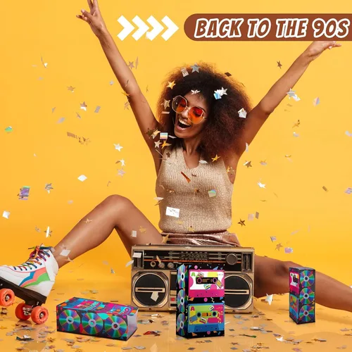 Miniatura 6 de Zonon 24 bolsas de regalo de radio retro de los años 90, bolsas de regalo temáticas de hip hop, para cumpleaños de los años 90, suministros de dulces
