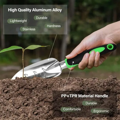 Miniatura 4 de 8 unids tijeras de podar tijeras de jardín herramienta de aluminio deber escardador jardinería herramientas de mano kit trasplantador mango