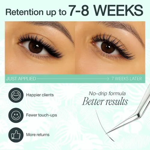 Miniatura 5 de LASHVIEW - Pegamento para extensiones de pestañas, 0.3 seg de secado rápido, permanencia de 6-8 semanas, adhesivo negro profesional, pegamento