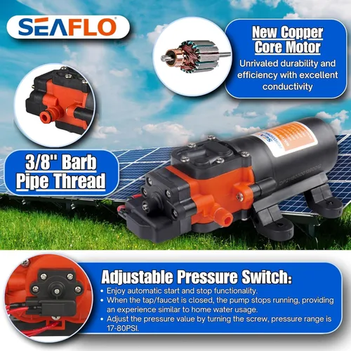 Miniatura 7 de RV/Marina bomba de cebado automático nueva 12 voltios DC/12 V, diafragma de agua dulce 35 PSI