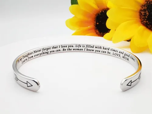 Miniatura 165 de Pulseras inspiradoras para mujer, joyería de acero inoxidable, con refranes, pulsera motivacional con mensaje oculto, pulseras grabadas para mejor