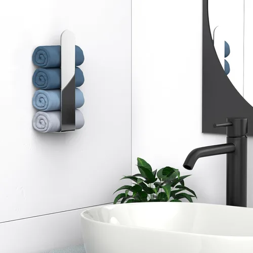 Miniatura 8 de HUFEEOH Paquete de 2 soportes adhesivos para toallas de mano, soporte adhesivo para toallas montado en la pared, soporte de toalla de cocina