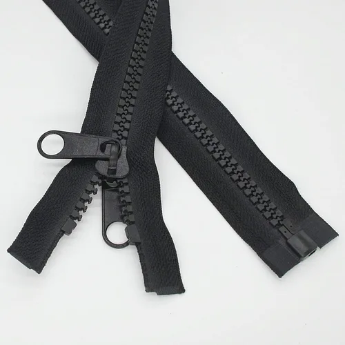 Miniatura 2 de Leekayer 2 cremalleras resistentes #10 de 48 pulgadas para coser y separar cremalleras de plástico grandes, cinta negra con doble lengüeta Negro