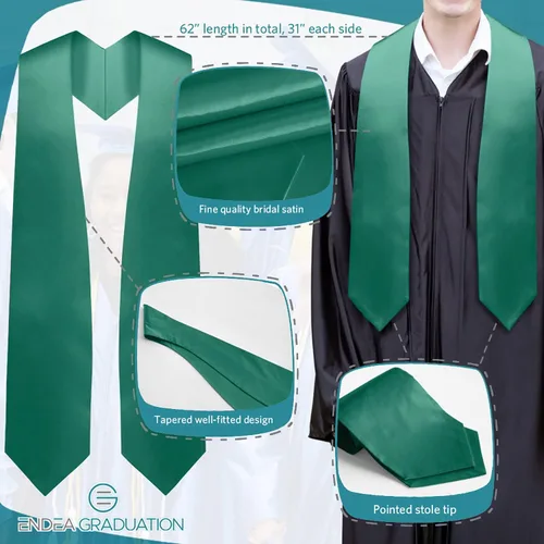 Miniatura 5 de Endea Graduation Estola - Color liso, unisex, banda de graduación de 62