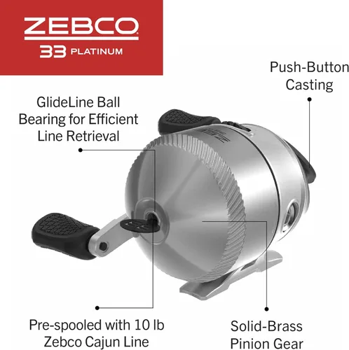 Miniatura 5 de Zebco 33 Platinum Spincast carrete y caña de pescar, embrague anti-marcha atrás