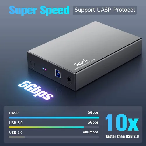 Miniatura 2 de Caja de disco duro de aluminio de 3.5 pulgadas USB 3.0/USB C a SATA para disco duro interno de 3.5 pulgadas y SSD de hasta 20 TB