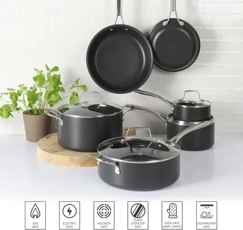 Miniatura 5 de Martha Stewart Bosworth - Juego de utensilios de cocina de aluminio anodizado duro, 10 piezas, color negro