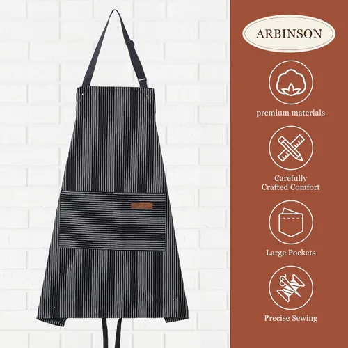 Miniatura 3 de Paquete de 2 Delantales de Cocina Ajustables con Peto para Mujeres con 2 Bolsillos, Delantales de Cocina Restaurante para Hombres Chefs