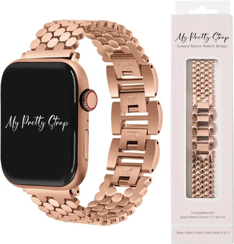 Miniatura 17 de My Pretty Strap - Compatible Apple Watch Band Strap, Stainless Steel Fashion iWatch Replacement Strap- Easy Resizing, No Tool Needed, Fits Most
