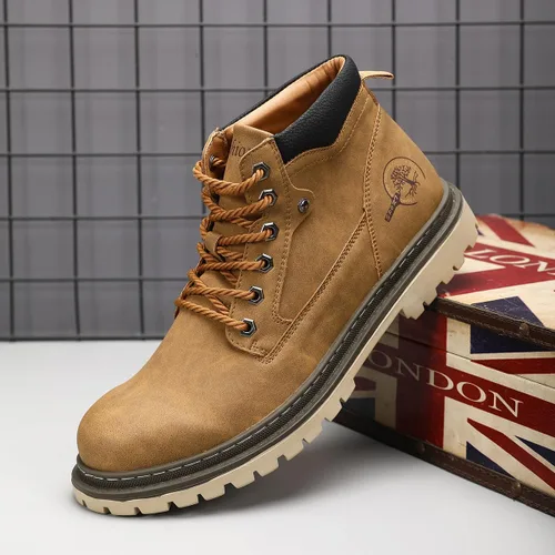 Miniatura 3 de Shaire Botas Chukka de cuero para hombre Botines con cordones para hombre Botas cómodas casuales