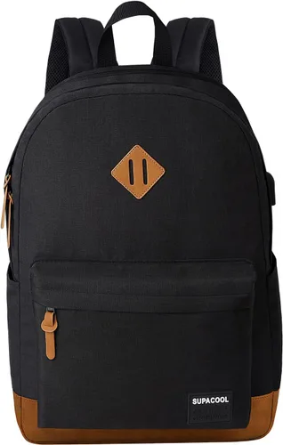 Miniatura 7 de SUPACOOL Mochila ligera para laptop con puerto de carga USB para hombres y mujeres, mochila de doble capa para la universidad, trabajo, viajes