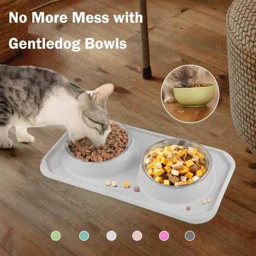 Miniatura 9 de Cuencos para gatos para alimentos y agua, cuencos dobles premium removibles de acero inoxidable con fondo antideslizante y soporte elevado