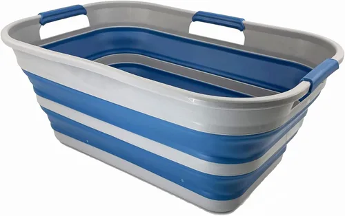 SAMMART Cesta plegable de plástico de 21 litros (5.5 galones), contenedor de almacenamiento plegable y organizador, tina de lavado portátil, cesta