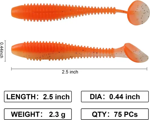 Miniatura 5 de Señuelos de Natación con Cola de Paleta, 2.5 pulgadas/3 pulgadas Señuelos Suaves de Pesca para Trucha, Crappie y Lobina para Agua Dulce y Salada