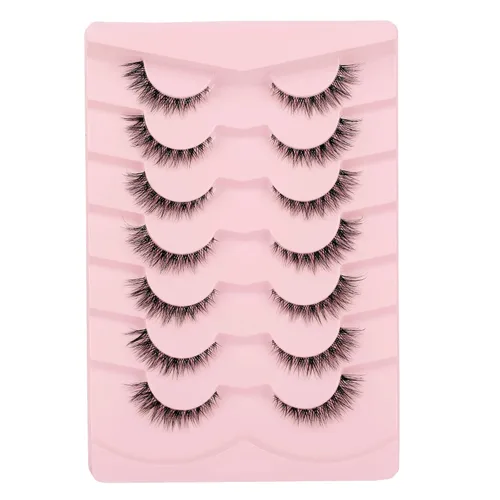 Miniatura 9 de Pestañas de ojo de gato, pestañas postizas de aspecto natural wispy, pestañas de banda transparente con aspecto de extensión de ojo de zorro