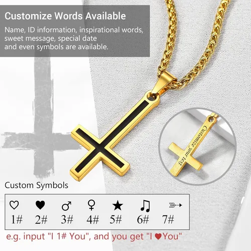 Miniatura 67 de PROSTEEL Satanic Jewelry Upside Down Cross Necklace for Men Women, 316L Stainless Steel/925 Sterling Silver Inverted Cross/Leviathan Cross Pendant