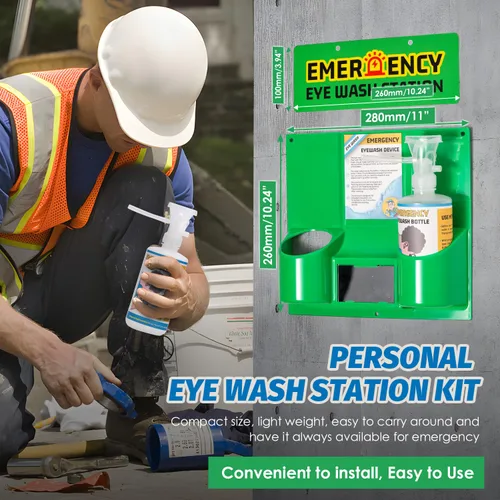 Miniatura 2 de Estación de lavado de ojos portátil para emergencia, estación de lavado de ojos de emergencia con dos botellas de 16 onzas, kit de lavado de ojos