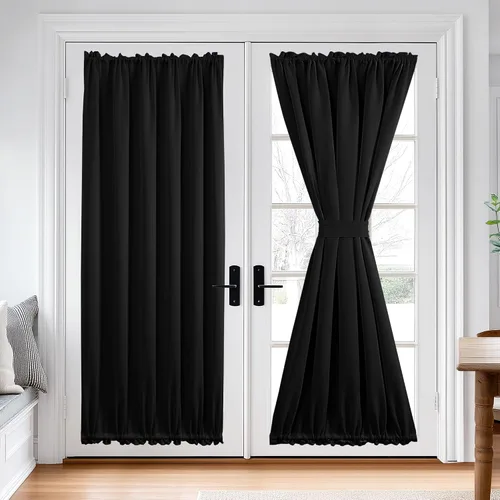 Miniatura 82 de Cortina térmica para puerta con bolsillo para barra, opacas, tratamiento de ventanas con ojales y ojales Deconovo 1 panel