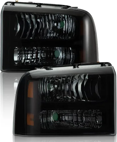 G-PLUS - Conjunto de faros delanteros, Compatible con Ford F250 F350 Super Duty 2005-2007, Faros delanteros de parachoques, lente esmerilada,