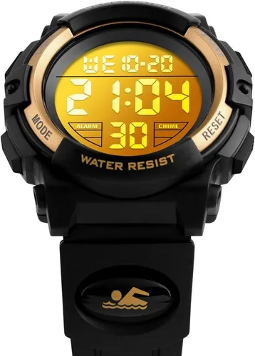 Miniatura 3 de Reloj digital deportivo impermeable para niños, reloj despertador de 1224 H, cronómetro, calendario de 3 a 15 años, reloj de pulsera para niños