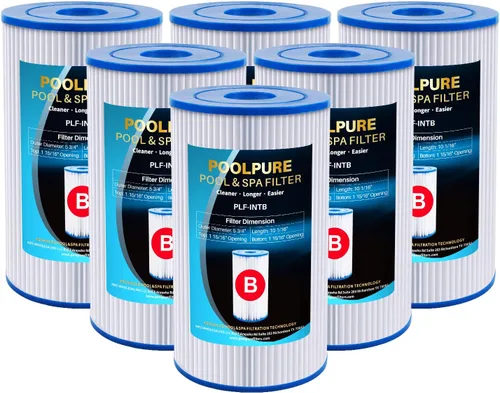 POOLPURE Filtro de repuesto tipo B para piscina, compatible con el cartucho de filtro de piscina Intex 29005E Easy Set, 6 unidades
