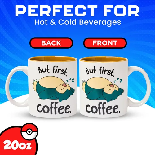 Miniatura 2 de Silver Buffalo Pokemon Snorlax But First Coffee - Taza de cerámica, 20 onzas