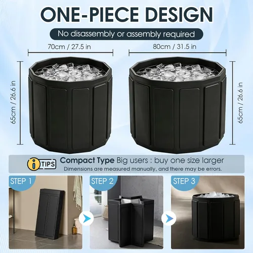Miniatura 5 de Bañera portátil para adultos, bañera plegable para spa caliente y baño de hielo, bañera plegable pequeña para baño, bañera portátil aislada de 6