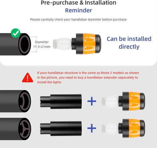 Miniatura 4 de ulip Luz de agarre para manillar señales de giro para bicicleta intermitentes para E-Scooters Lámpara indicadora recargable USB Luces de advertencia