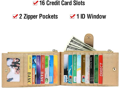 Miniatura 3 de GOIACII - Carteras para mujer de dos pliegues con bloqueo RFID y 2 bolsillos con cremallera