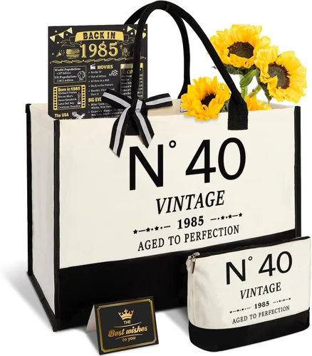 YeohJoy Regalos de 40 cumpleaños para mujeres, bolsa de lona para viaje, regalos únicos de cumpleaños de 40 años para su madre, esposa, tía, amigos,