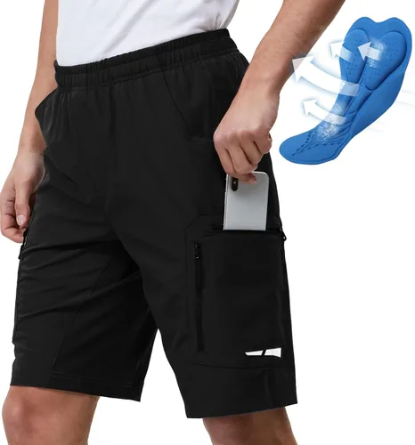 Miniatura 7 de Ally Pantalones cortos de ciclismo de montaña para hombre, acolchados en 4D, ligeros, holgados, con bolsillos con cremallera, para ciclismo