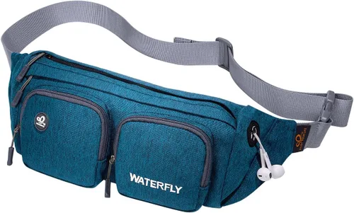 Miniatura 10 de WATERFLY Riñonera de gran tamaño para hombres y mujeres, para viajes, correr o caminar (camuflaje negro)