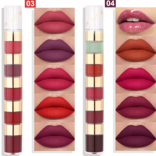 Miniatura 3 de evpct - Juego de 20 labiales líquidos mate para mujeres de piel oscura; paquetes de brillos labiales líquidos mate de larga duración, color rojo
