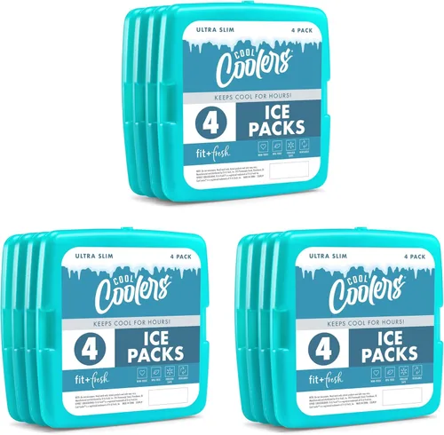 Miniatura 15 de Cool Coolers de Fit & Fresh - Paquete de 4 paquetes de hielo delgados, paquetes de hielo reutilizables de congelación rápida que ahorran espacio