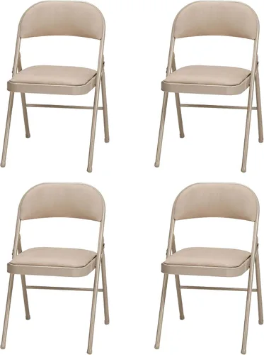 Miniatura 13 de MECO Paquete de 4 sillas plegables acolchadas portátiles, silla plegable de tela metálica ligera y acolchada, comodidad repentina, color negro